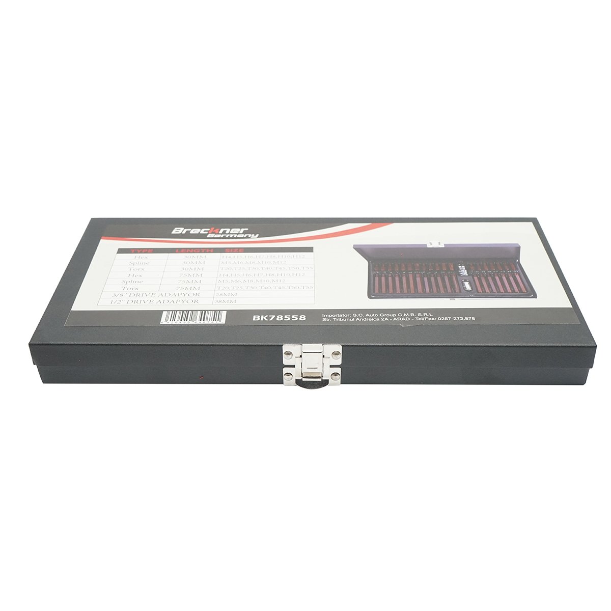 Trusa chei imbus, biti torx, hex si spline 40 piese otel S2 Breckner Germany